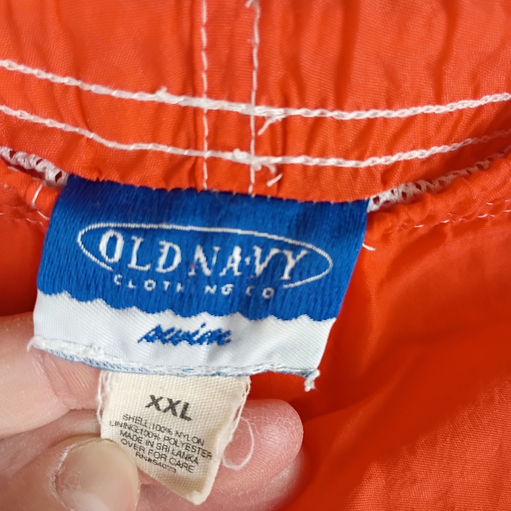 Old Navy Mens XXL Swim Trunks Orange Drawstring Mesh Lined Board Shorts Retro - Picture 3 of 5